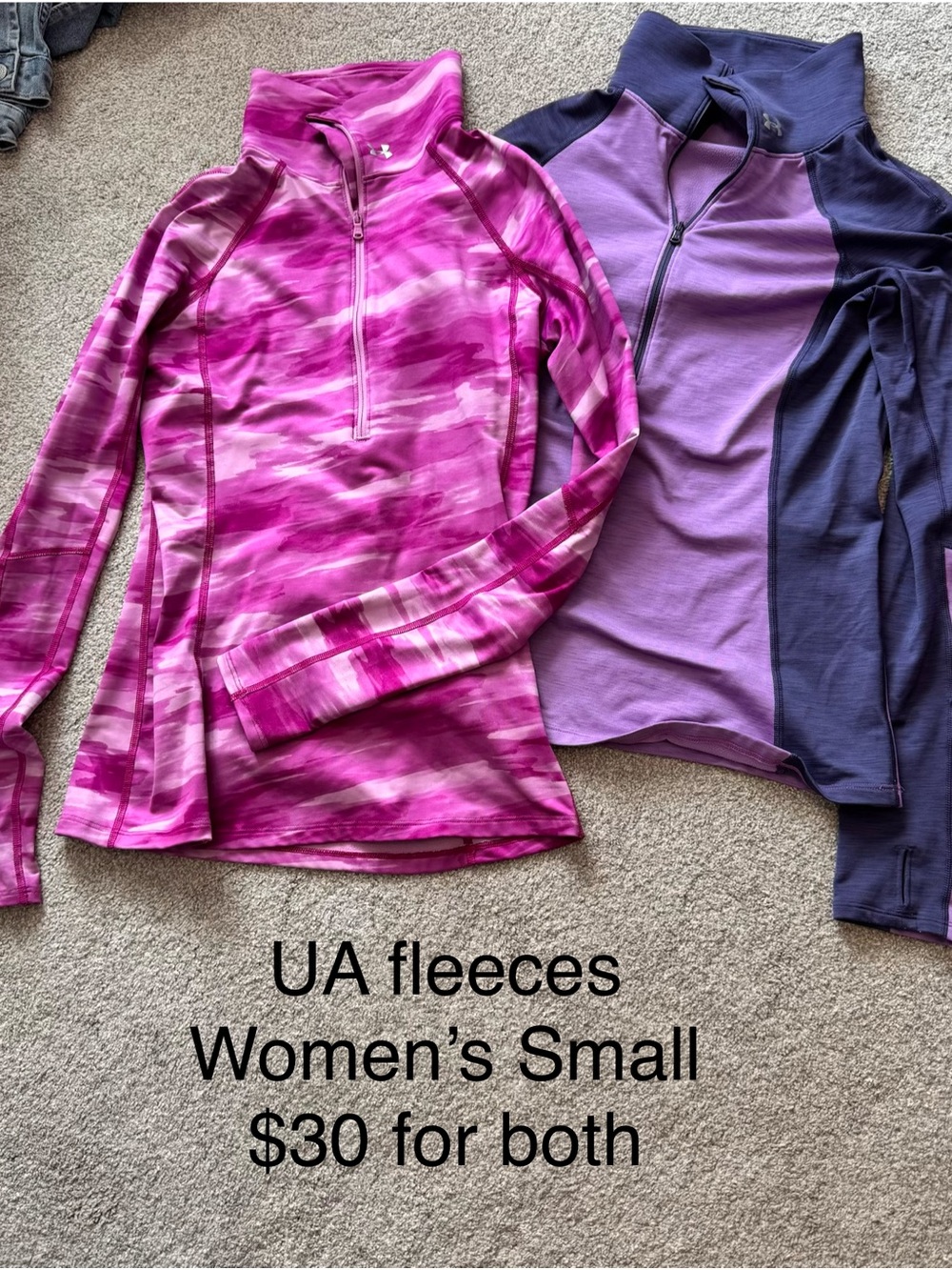 Under Armour Women’s Pink & Purple Half-Zip Fleece Tops